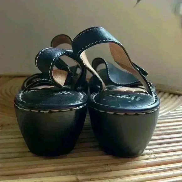 Born Black Leather Slingback wedge Sandals - Picture 5 of 7